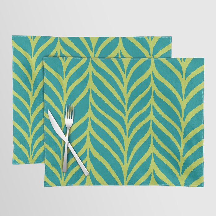 Palm Leaves Pattern Turquoise and Green Placemat Gallery Image 1