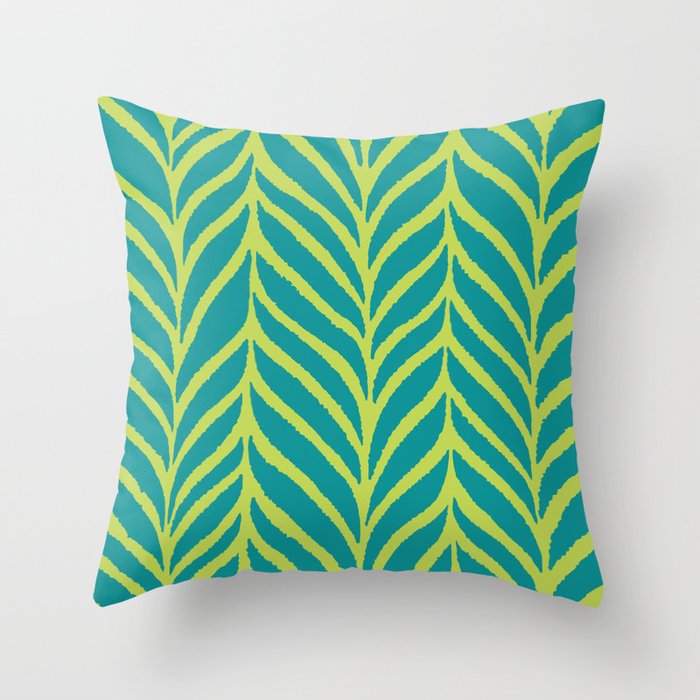 Palm Leaves Pattern Turquoise and Green Throw Pillow Gallery Image 1
