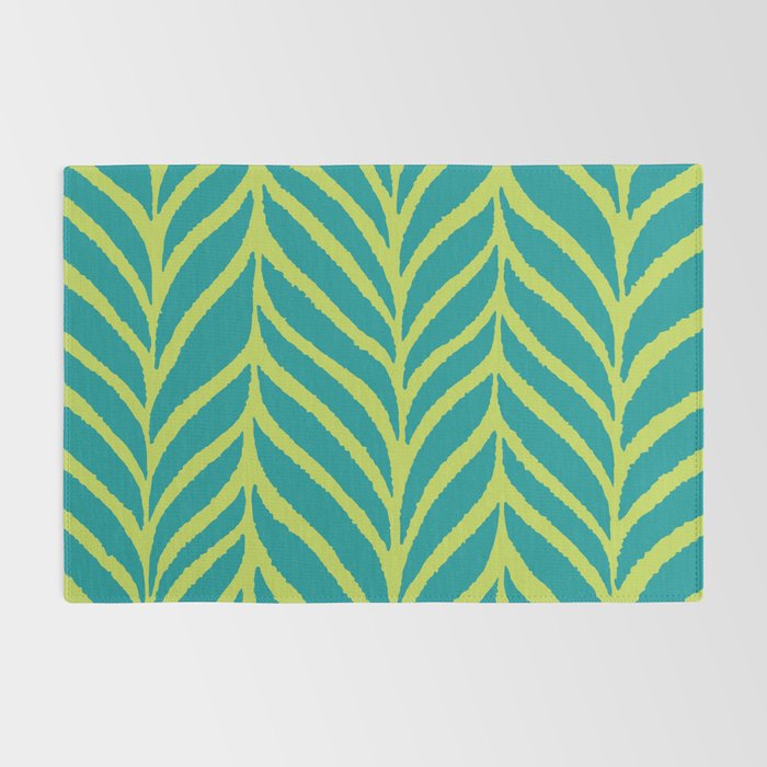 Palm Leaves Pattern Turquoise and Green Rug Gallery Image 2