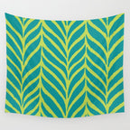 Palm Leaves Pattern Turquoise and Green Wall Tapestry Gallery Image 4