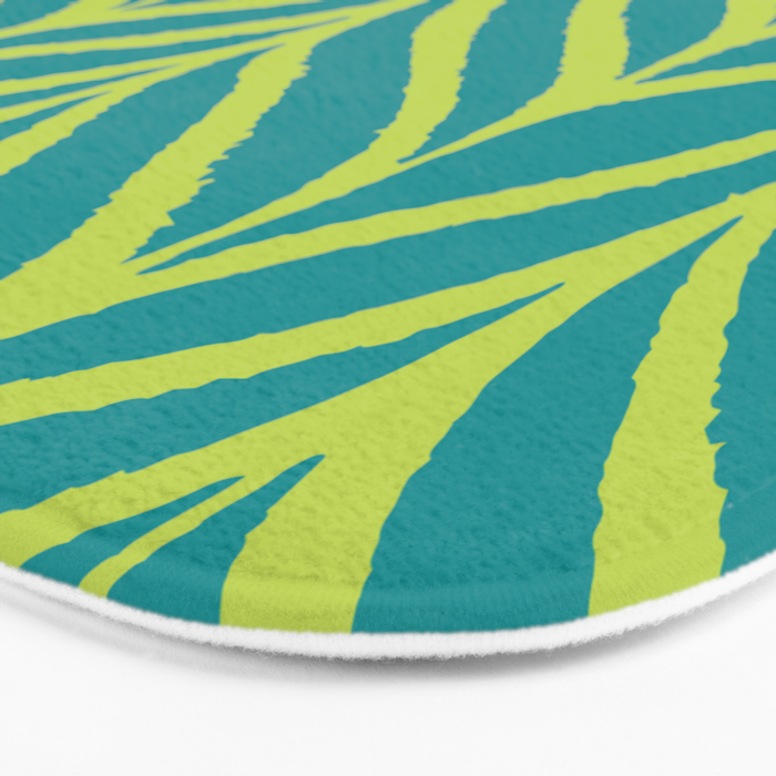 Palm Leaves Pattern Turquoise and Green Bath Mat Gallery Image 3