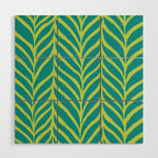 Palm Leaves Pattern Turquoise and Green Wood Wall Art Gallery Image 1