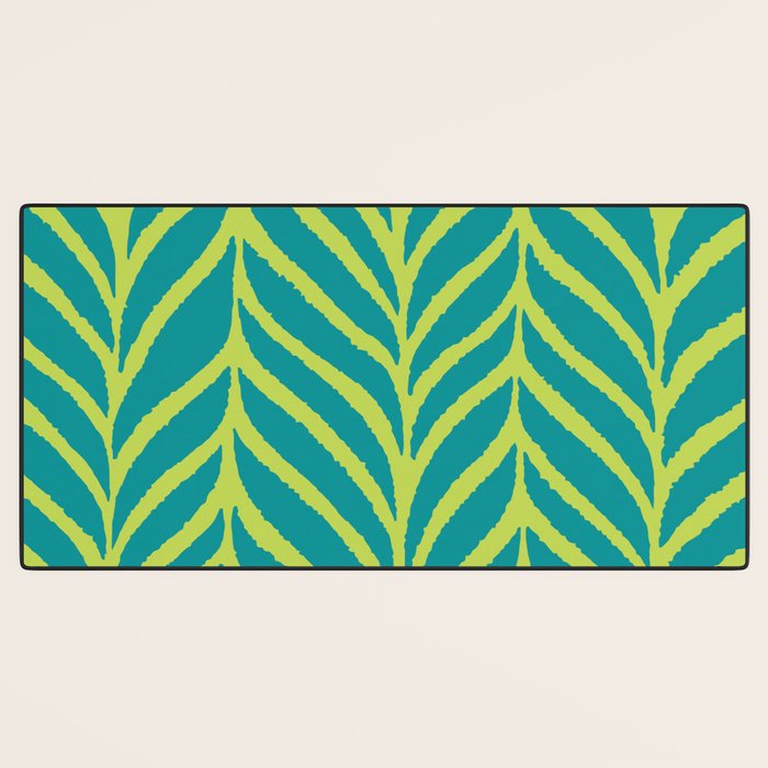Palm Leaves Pattern Turquoise and Green Desk Mat Gallery Image 3