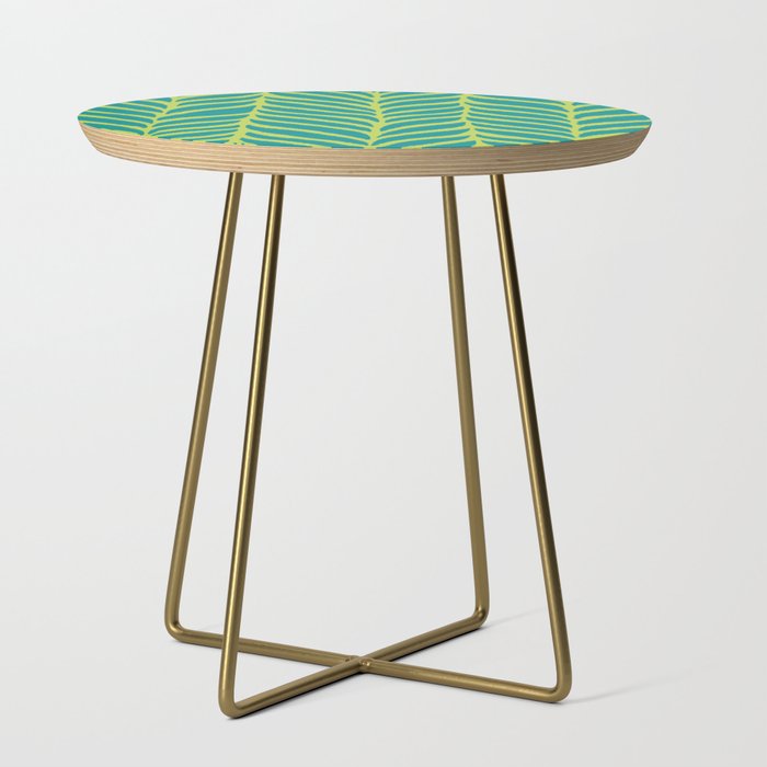 Palm Leaves Pattern Turquoise and Green Side Table Gallery Image 1