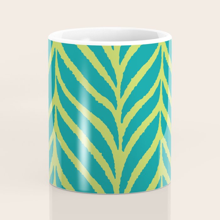 Palm Leaves Pattern Turquoise and Green Coffee Mug Gallery Image 4