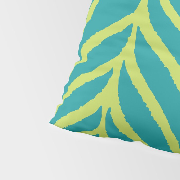 Palm Leaves Pattern Turquoise and Green Pillow Sham Gallery Image 4