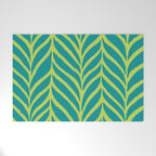 Palm Leaves Pattern Turquoise and Green Welcome Mat Gallery Image 1