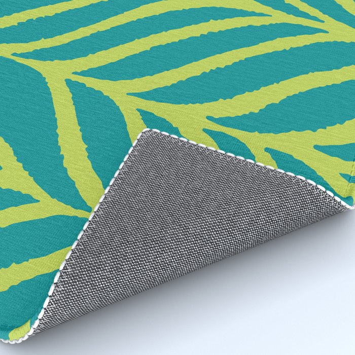 Palm Leaves Pattern Turquoise and Green Rug Gallery Image 4