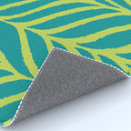 Palm Leaves Pattern Turquoise and Green Rug Gallery Image 4