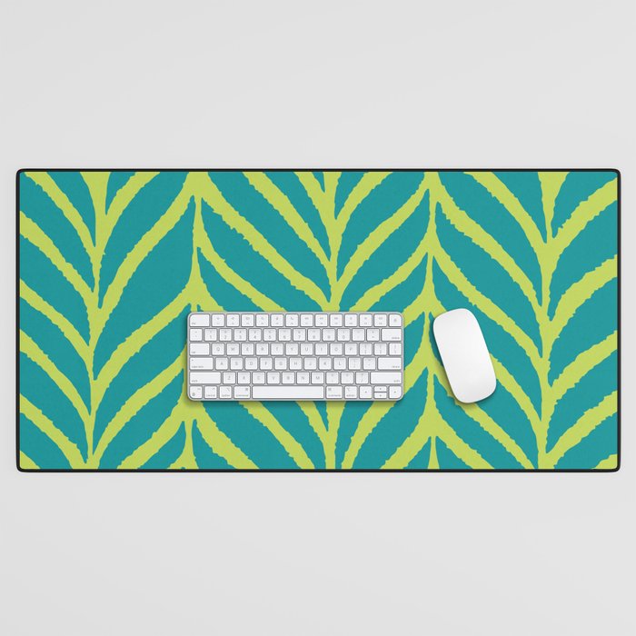 Palm Leaves Pattern Turquoise and Green Desk Mat Gallery Image 1