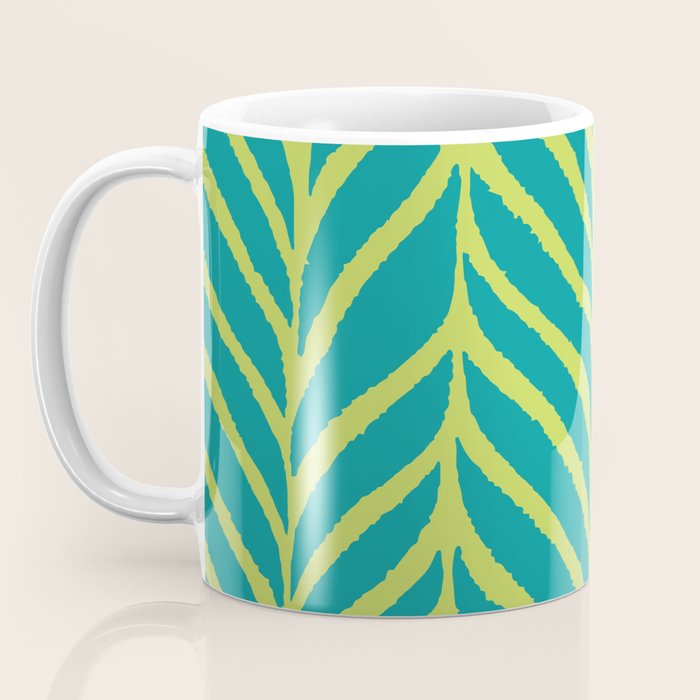 Palm Leaves Pattern Turquoise and Green Coffee Mug Gallery Image 3