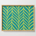 Palm Leaves Pattern Turquoise and Green Serving Tray Gallery Image 1
