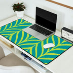 Palm Leaves Pattern Turquoise and Green Desk Mat Gallery Image 2