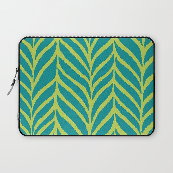 Palm Leaves Pattern Turquoise and Green Laptop Sleeve Gallery Image 1