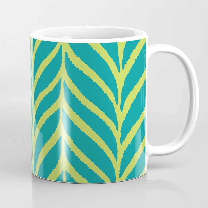 Palm Leaves Pattern Turquoise and Green Coffee Mug Gallery Image 1