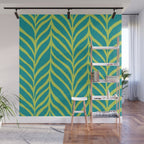 Palm Leaves Pattern Turquoise and Green Wall Mural Gallery Image 1
