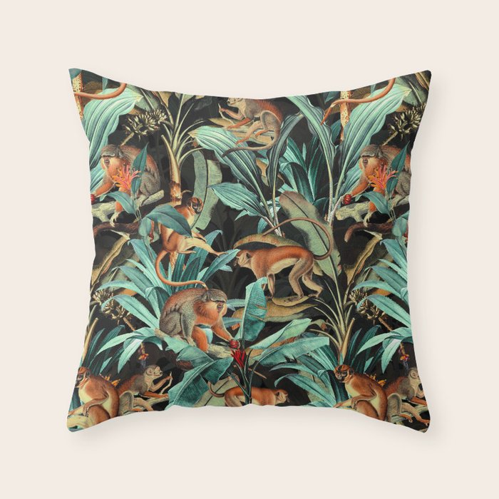 Monkey Tropical Jungle Throw Pillow Gallery Image 6