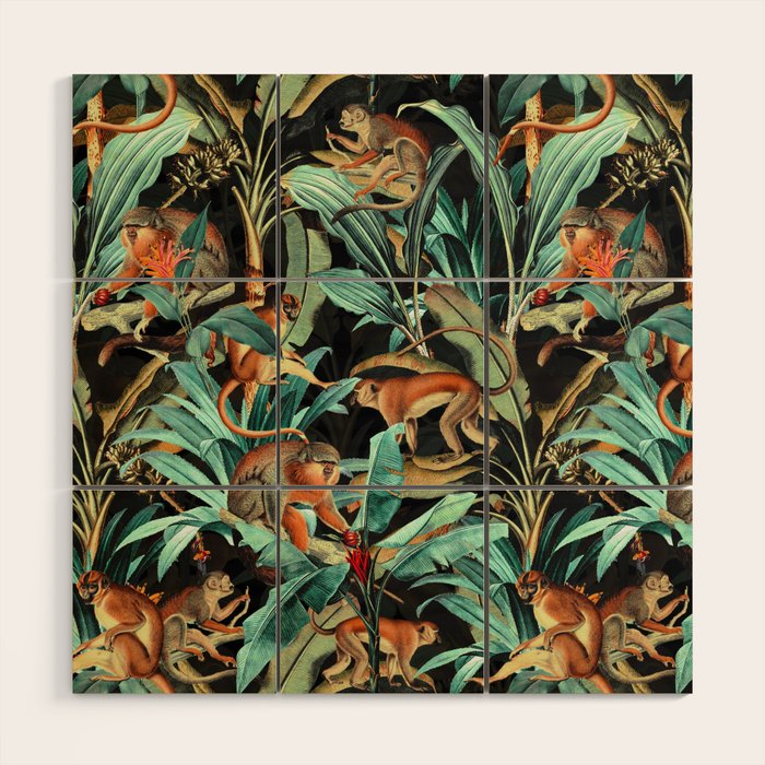 Monkey Tropical Jungle Wood Wall Art Gallery Image 1