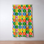 Mid Century Modern Atomic Future Colorful Dots and Stars Pattern Window Curtain Gallery Image 3