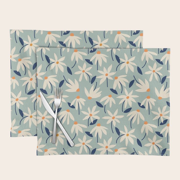 Drifting Daisies #2 - blue orange Placemat Gallery Image 1