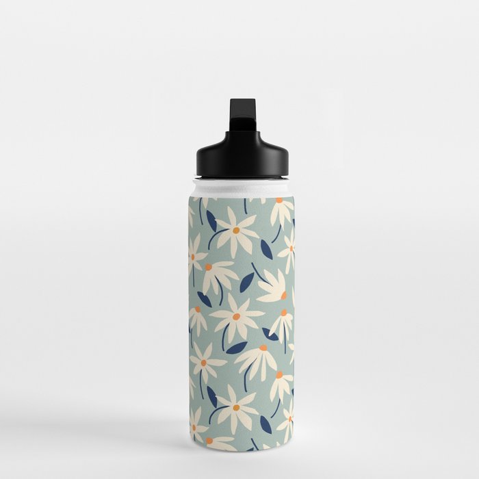 Drifting Daisies #2 - blue orange Water Bottle Gallery Image 3