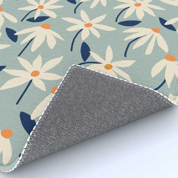 Drifting Daisies #2 - blue orange Rug Gallery Image 4