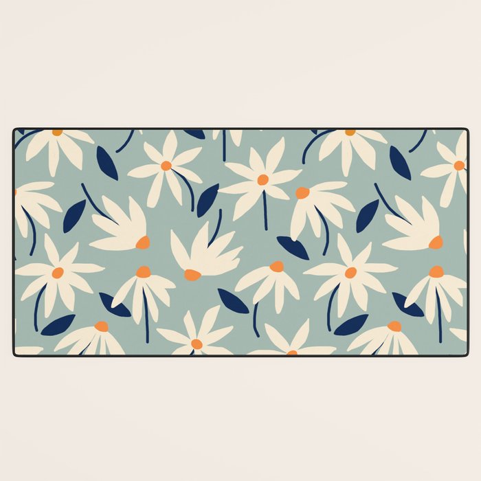 Drifting Daisies #2 - blue orange Desk Mat Gallery Image 3