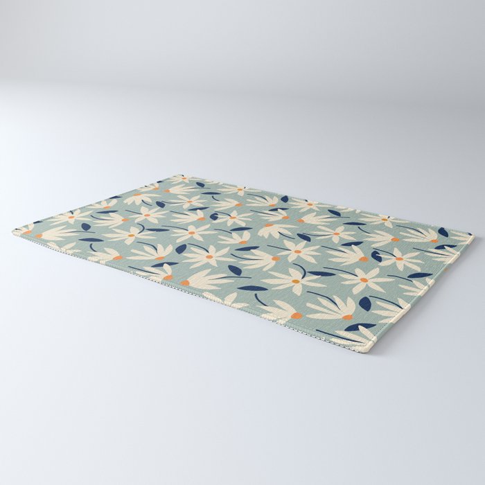 Drifting Daisies #2 - blue orange Rug Gallery Image 3