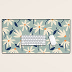 Drifting Daisies #2 - blue orange Desk Mat Gallery Image 1