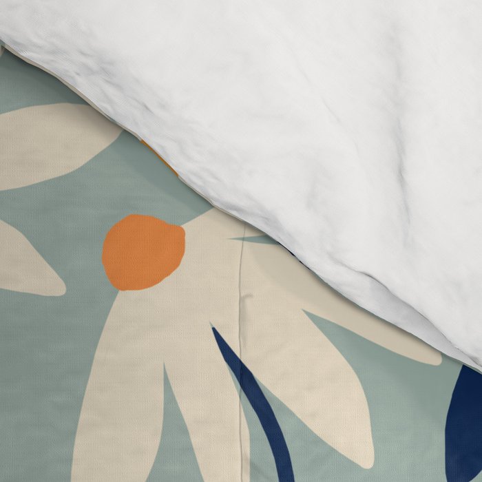 Drifting Daisies #2 - blue orange Comforter Gallery Image 4