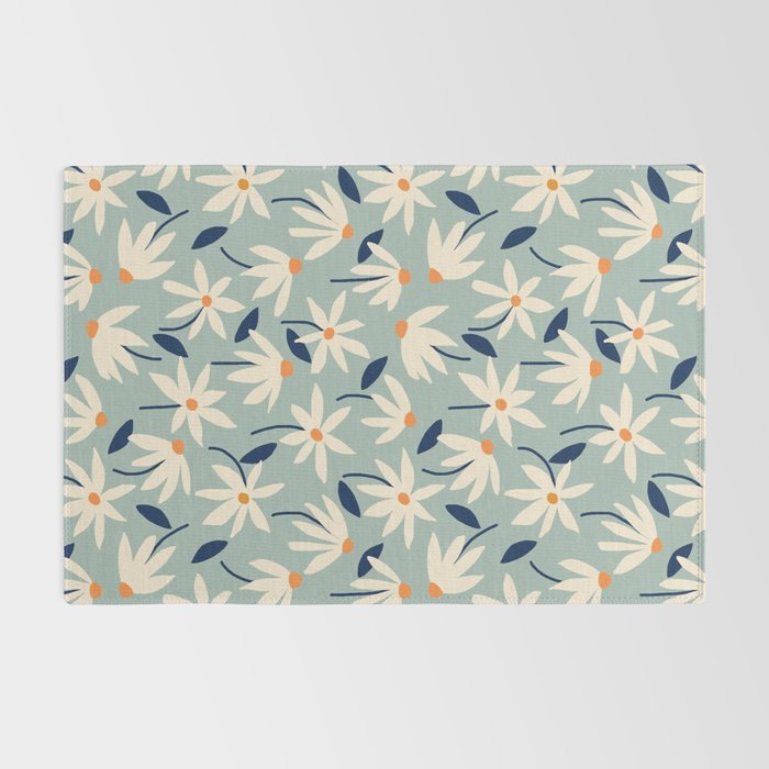 Drifting Daisies #2 - blue orange Rug Gallery Image 2