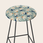 Drifting Daisies #2 - blue orange Stool Gallery Image 2