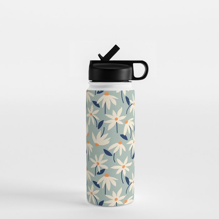Drifting Daisies #2 - blue orange Water Bottle Gallery Image 1