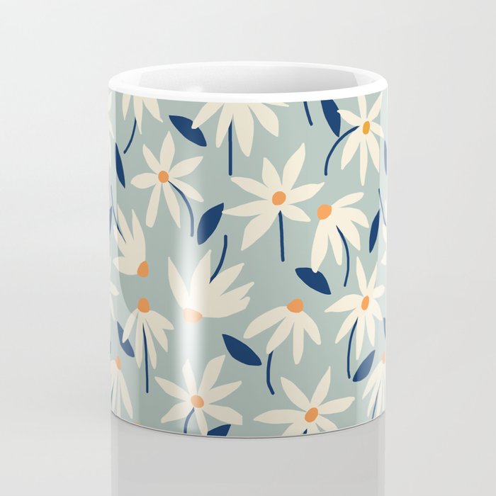 Drifting Daisies #2 - blue orange Coffee Mug Gallery Image 4