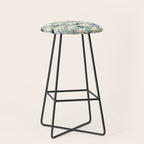Drifting Daisies #2 - blue orange Stool Gallery Image 1
