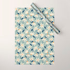 Drifting Daisies #2 - blue orange Wrapping Paper Gallery Image 1