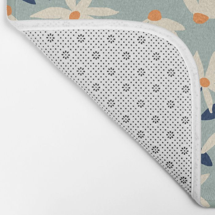 Drifting Daisies #2 - blue orange Bath Mat Gallery Image 2