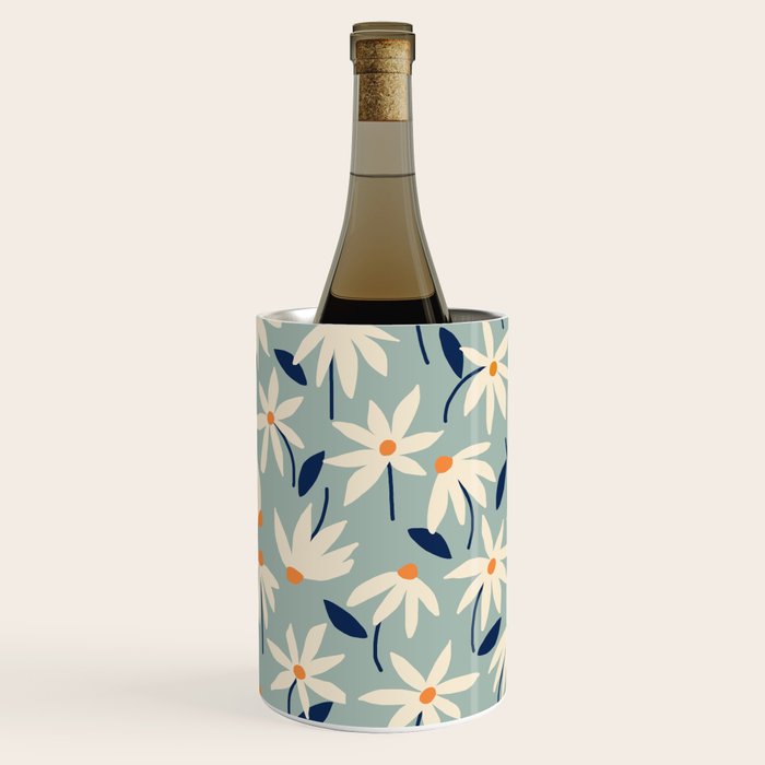 Drifting Daisies #2 - blue orange Wine Chiller Gallery Image 1