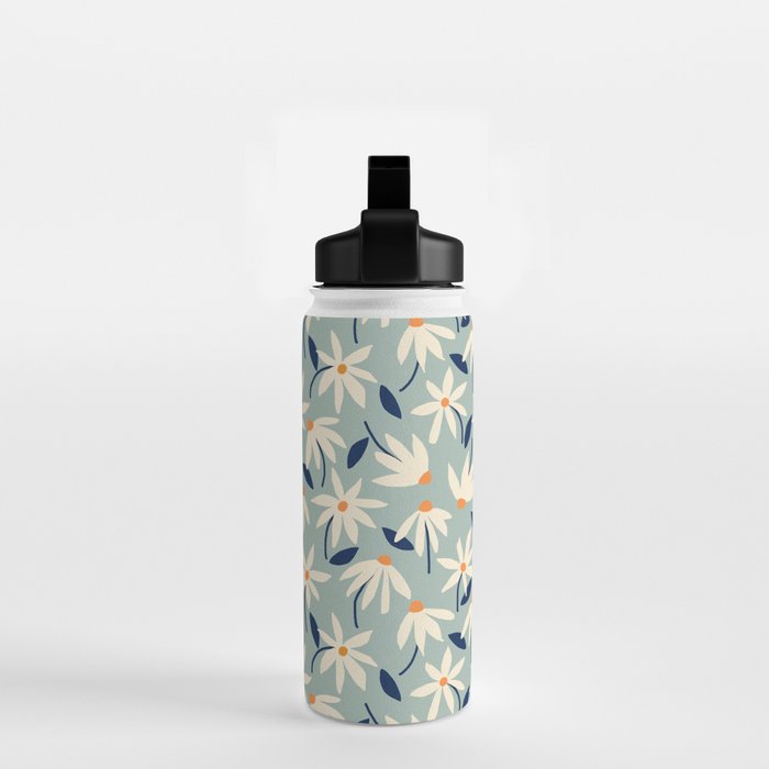 Drifting Daisies #2 - blue orange Water Bottle Gallery Image 2
