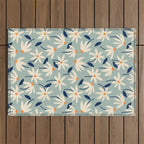 Drifting Daisies #2 - blue orange Outdoor Rug Gallery Image 1