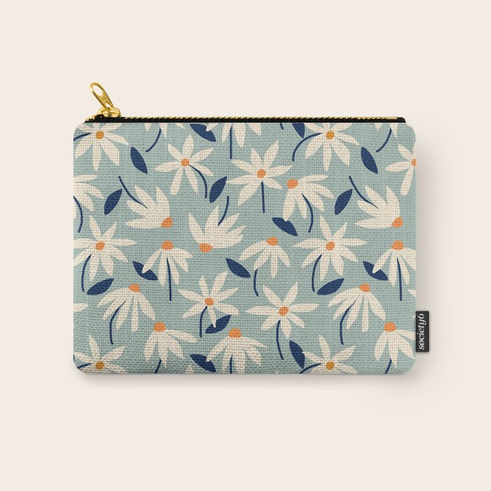 Drifting Daisies #2 - blue orange Carry All Pouch Gallery Image 1