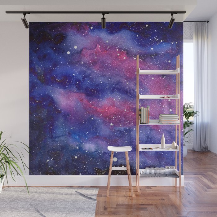 Nebula Galaxy Watercolor Space Sky Wall Mural Gallery Image 1