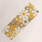 Retro Garden Flowers Groovy 60s 70s Floral Pattern in Ochre Yellow Orange Yoga Mat Gallery Image 1