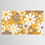 Retro Garden Flowers Groovy 60s 70s Floral Pattern in Ochre Yellow Orange Tablecloth Gallery Image 2
