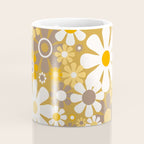 Retro Garden Flowers Groovy 60s 70s Floral Pattern in Ochre Yellow Orange Coffee Mug Gallery Image 4