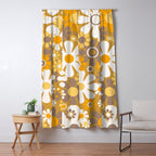 Retro Garden Flowers Groovy 60s 70s Floral Pattern in Ochre Yellow Orange Window Curtain Gallery Image 5