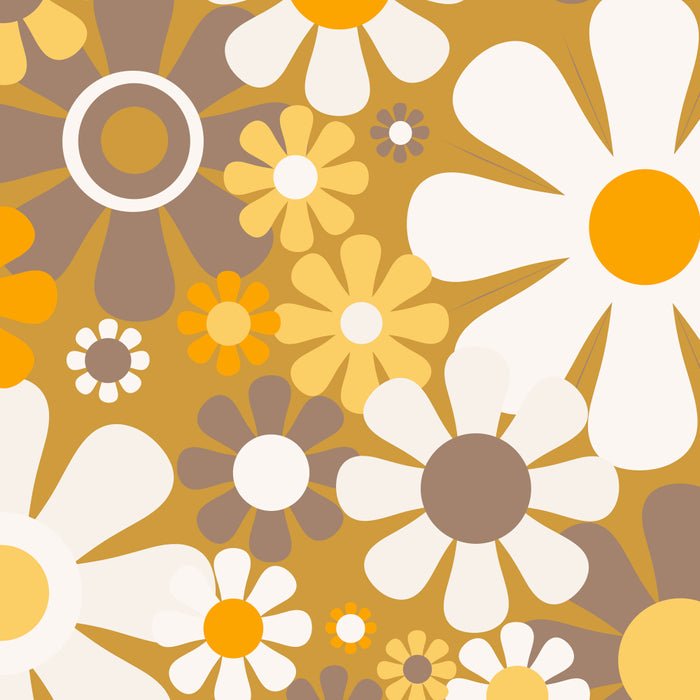 Retro Garden Flowers Groovy 60s 70s Floral Pattern in Ochre Yellow Orange Coffee Mug Gallery Image 2