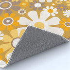 Retro Garden Flowers Groovy 60s 70s Floral Pattern in Ochre Yellow Orange Rug Gallery Image 4