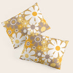 Retro Garden Flowers Groovy 60s 70s Floral Pattern in Ochre Yellow Orange Pillow Sham Gallery Image 3