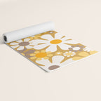 Retro Garden Flowers Groovy 60s 70s Floral Pattern in Ochre Yellow Orange Yoga Mat Gallery Image 2